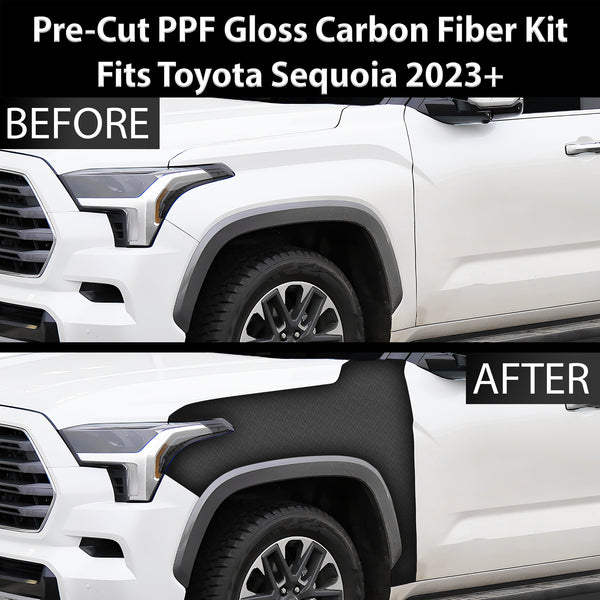 Fits Toyota Sequoia 2023+ Precut Premium Gloss Black Carbon Fiber Fender Paint Protection Film PPF Decal Film Kit