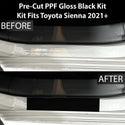 Fits Toyota Sienna 2021+ Precut Door Sill Premium Paint Protection Film PPF Decal Film Kit, Gloss Black Carbon Fiber