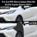 Fits Toyota Sienna 2021+ Precut Premium Gloss Black Carbon Fiber Fender Paint Protection Film PPF Decal Film Kit