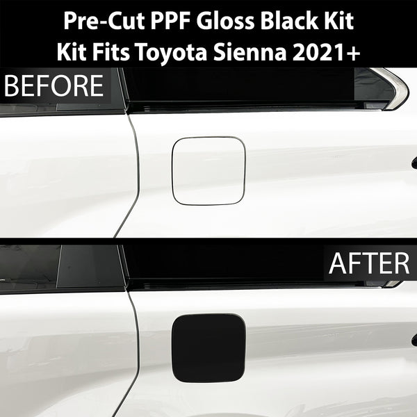 Fits Toyota Sienna 2021+ Precut Fuel Door Premium Paint Protection Film PPF Decal Film Kit Gas Cap Cover, Gloss Black Carbon Fiber