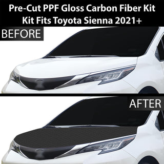 Fits Toyota Sienna 2021+ Precut Premium Gloss Black Carbon Fiber Hood Paint Protection Film PPF Decal Film Kit