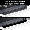 Fits Toyota Tundra 2022+ Precut Door Sill Premium Paint Protection Film PPF Decal Film Kit, Gloss Black Carbon Fiber