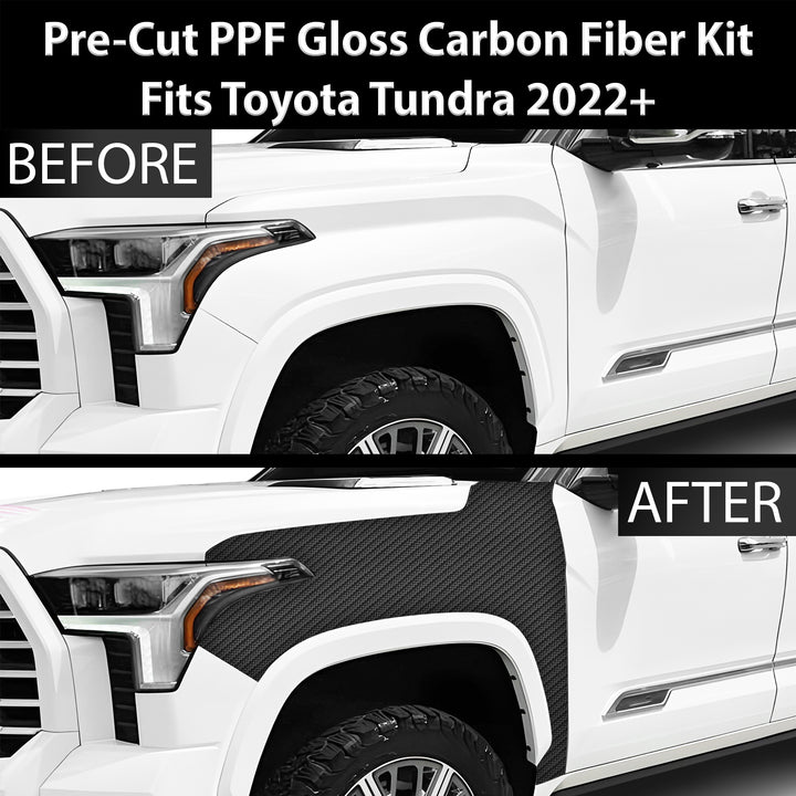 Fits Toyota Tundra 2022+ Precut Premium Gloss Black Carbon Fiber Fender Paint Protection Film PPF Decal Film Kit - Bogar Tech Designs