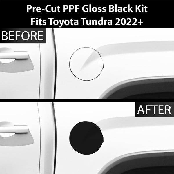 Fits Toyota Tundra 2022+ Precut Fuel Door Premium Paint Protection Film PPF Decal Film Kit Gas Cap Cover, Gloss Black Carbon Fiber