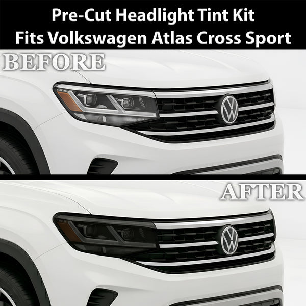 Volkswagen Atlas Cross Sport 2020–2023 Dark Smoke Headlight & Taillight Tint Kit – Precut Vinyl Lens Overlays