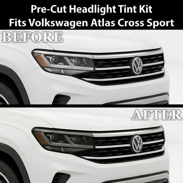 Volkswagen Atlas Cross Sport 2020–2023 Dark Smoke Headlight & Taillight Tint Kit – Precut Vinyl Lens Overlays