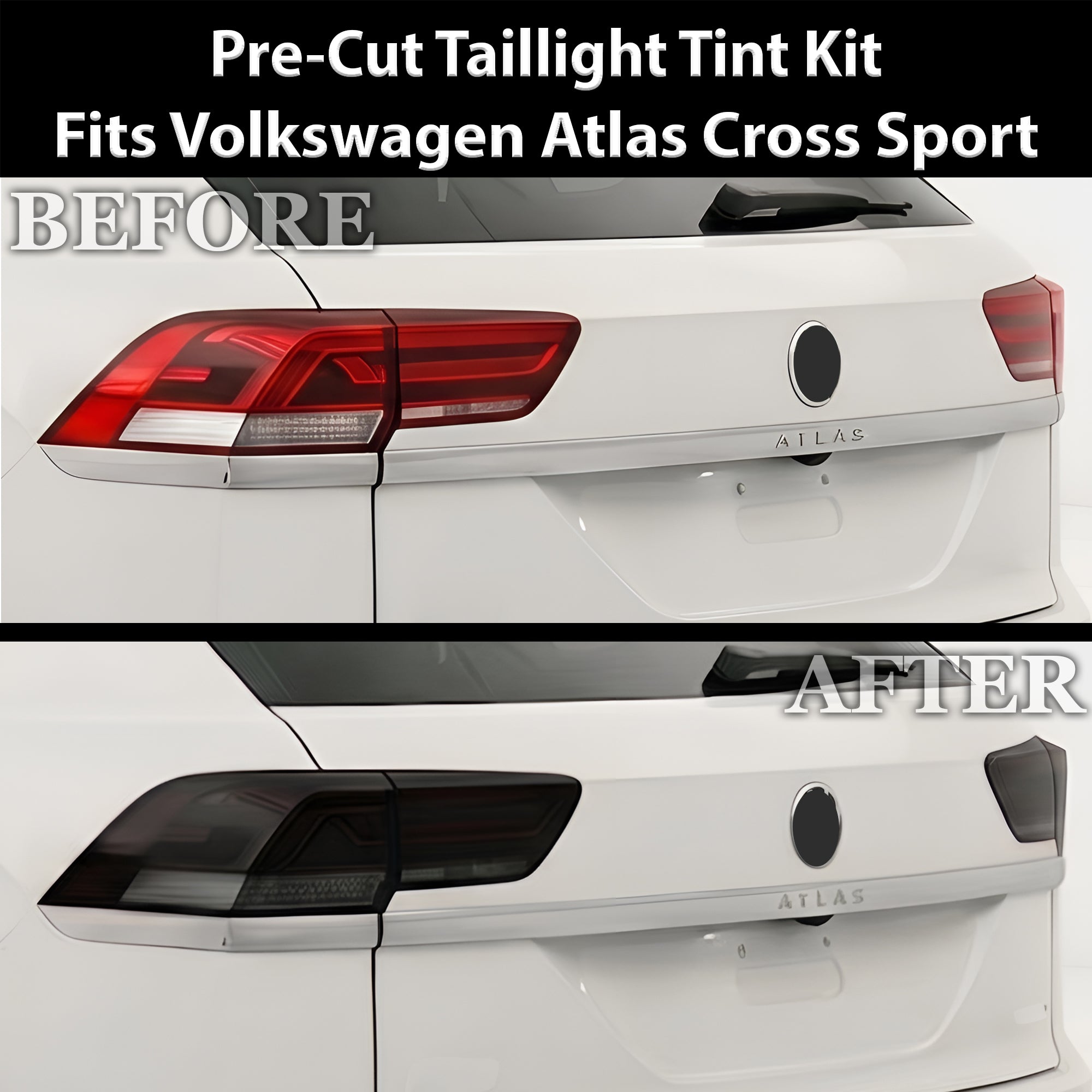 Volkswagen Atlas Cross Sport 2020–2023 Dark Smoke Headlight & Taillight Tint Kit – Precut Vinyl Lens Overlays