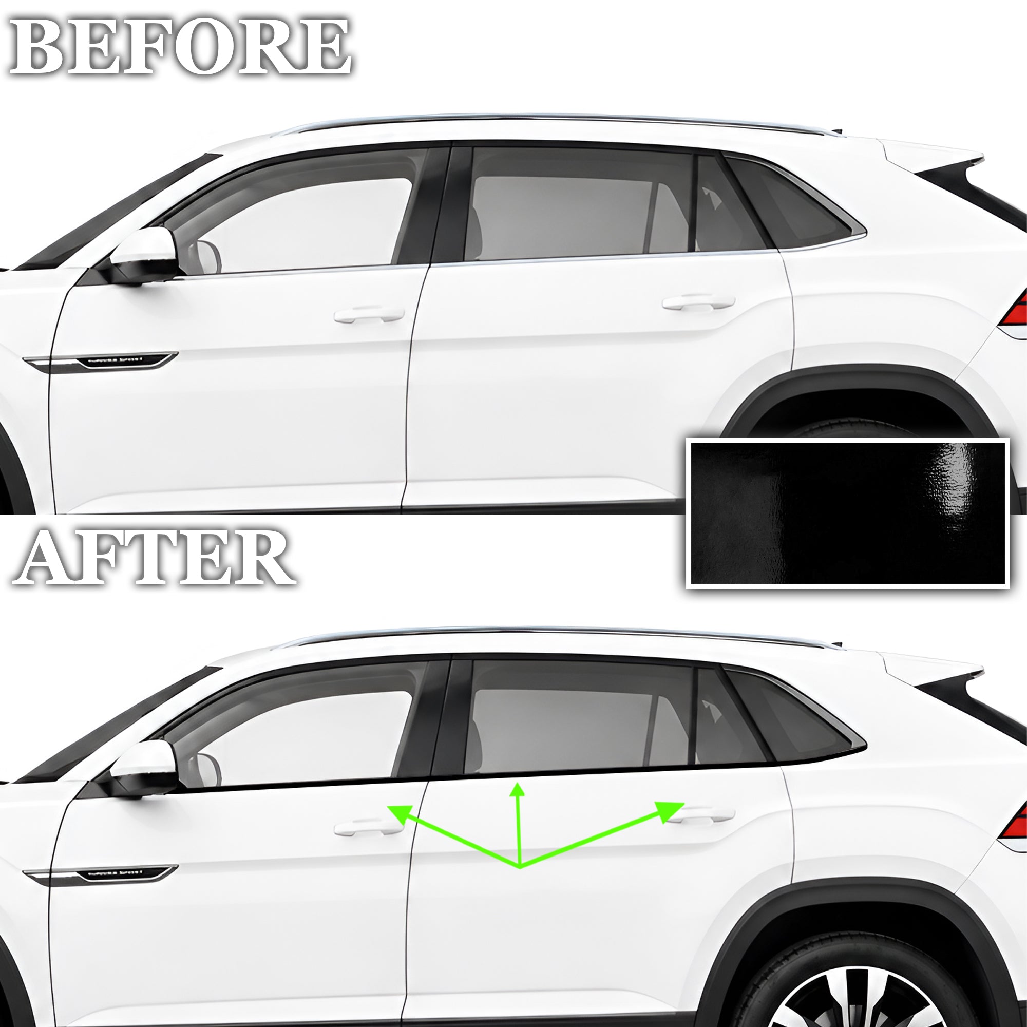 Volkswagen Atlas Cross Sport 2020-2026 Blackout Chrome Delete Kit - Precut Gloss Black Vinyl Overlays