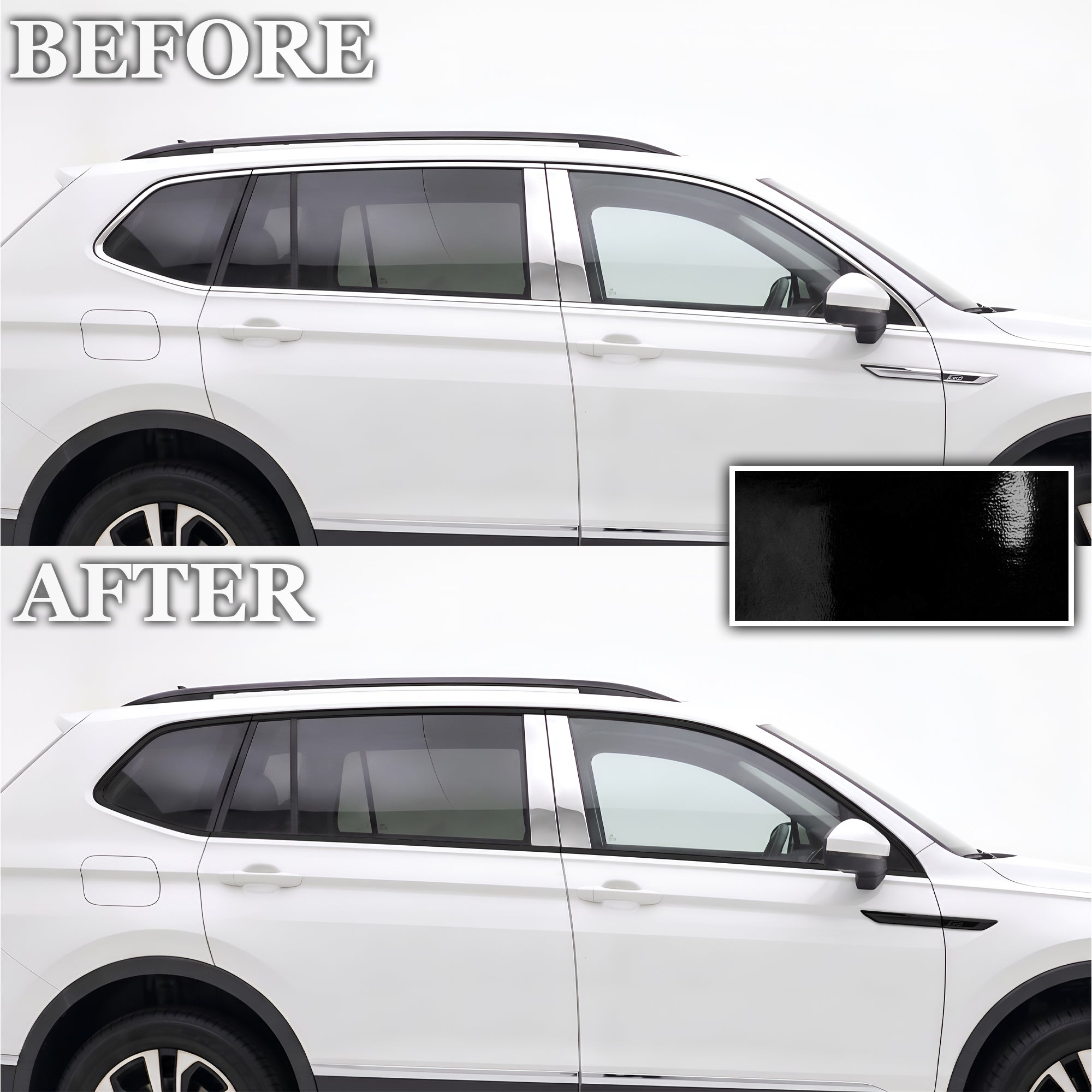 Volkswagen Tiguan 2018-2024 Blackout Chrome Delete Kit - Precut Gloss Black Vinyl Overlays
