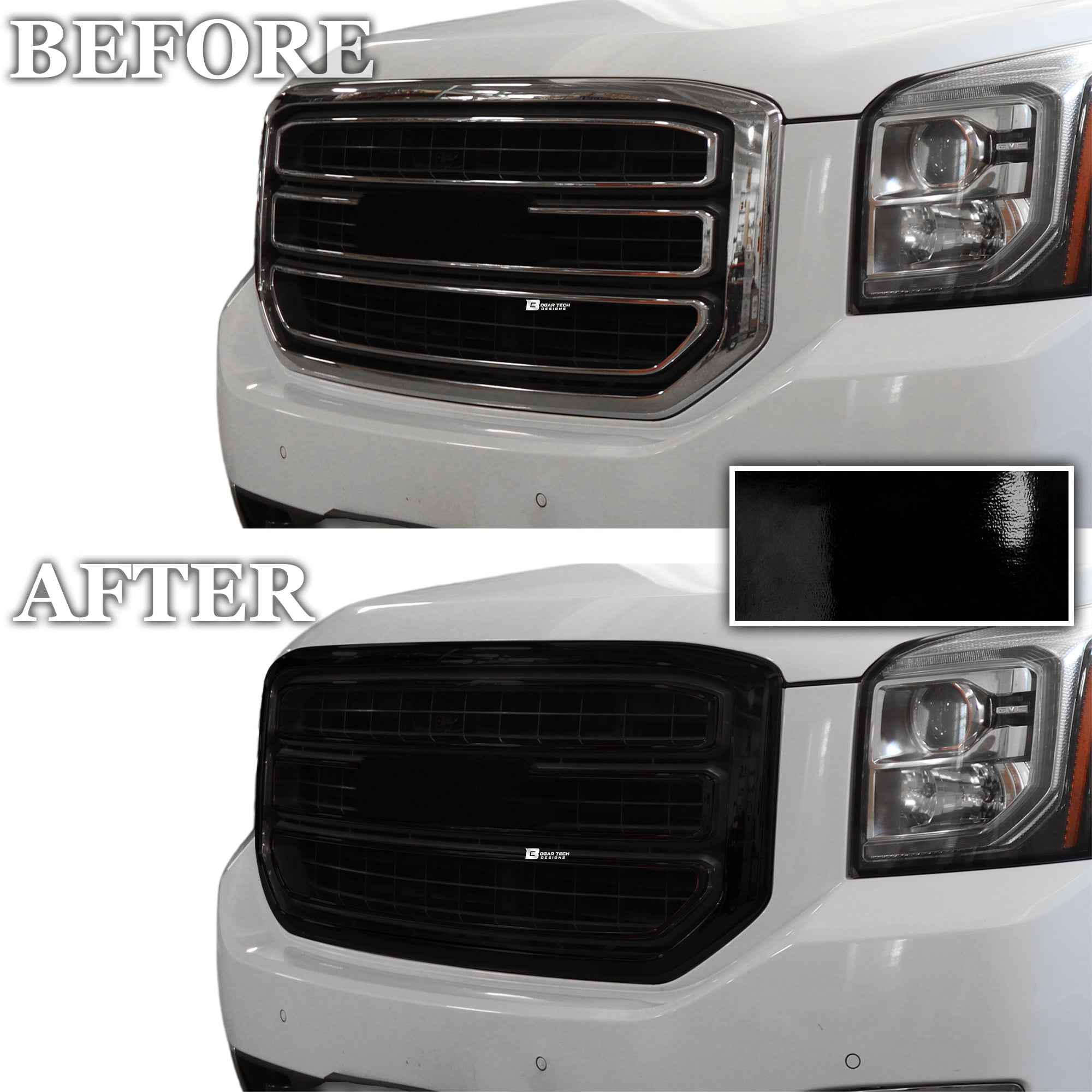 Vinyl Chrome Delete Blackout Decal Stickers Overlay Film Fits GMC Yukon XL 2015 - 2020 - Bogar Tech Designs