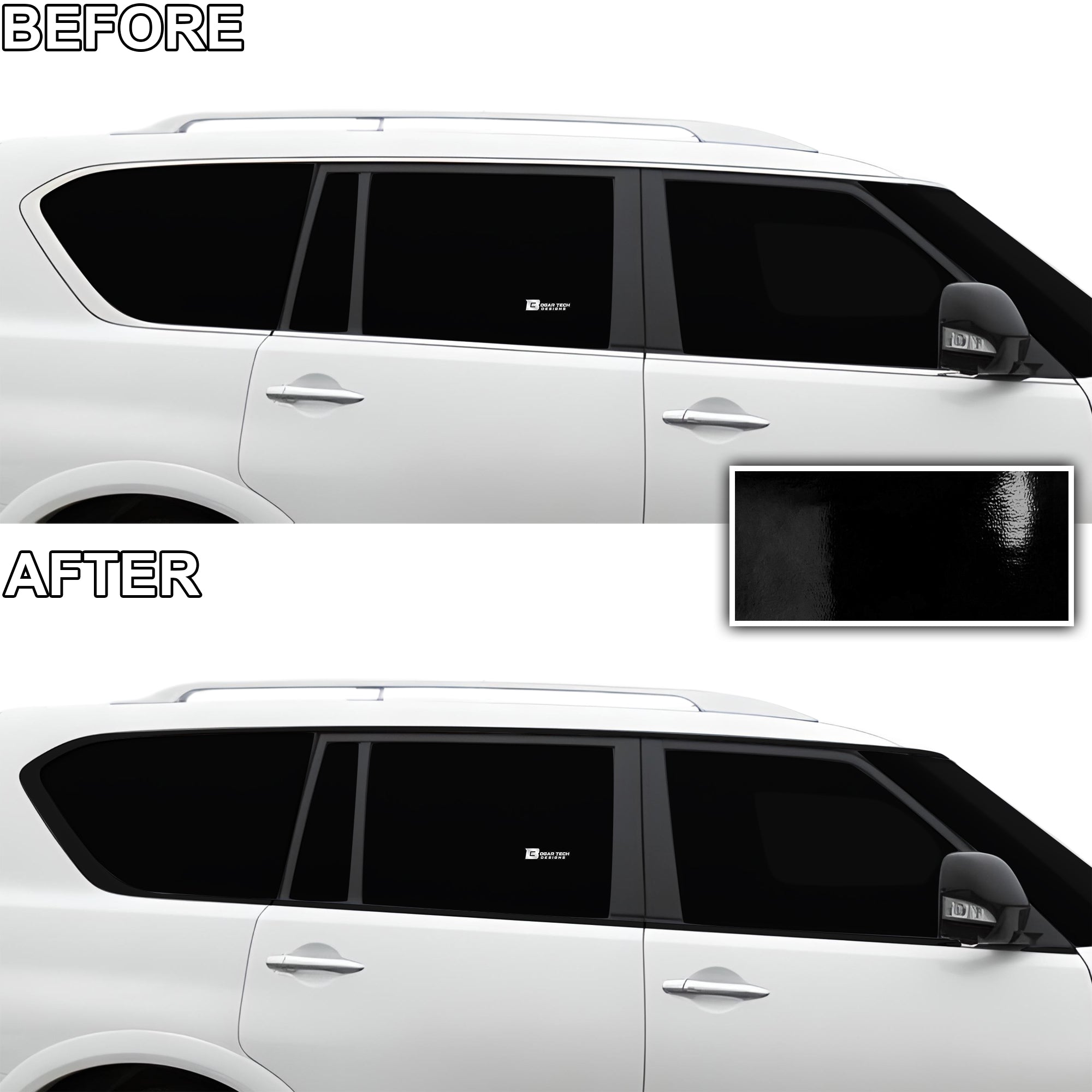 Vinyl Chrome Delete Blackout Decal Stickers Overlay Film Fits Infiniti QX80 - Bogar Tech Designs