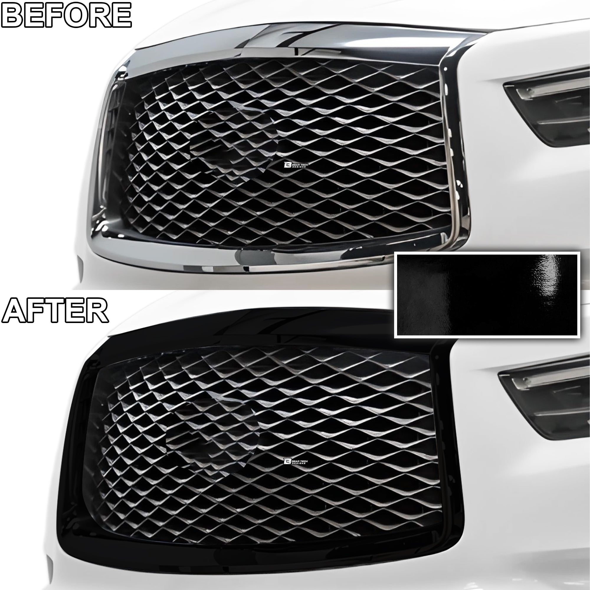 Vinyl Chrome Delete Blackout Decal Stickers Overlay Film Fits Infiniti QX80 - Bogar Tech Designs