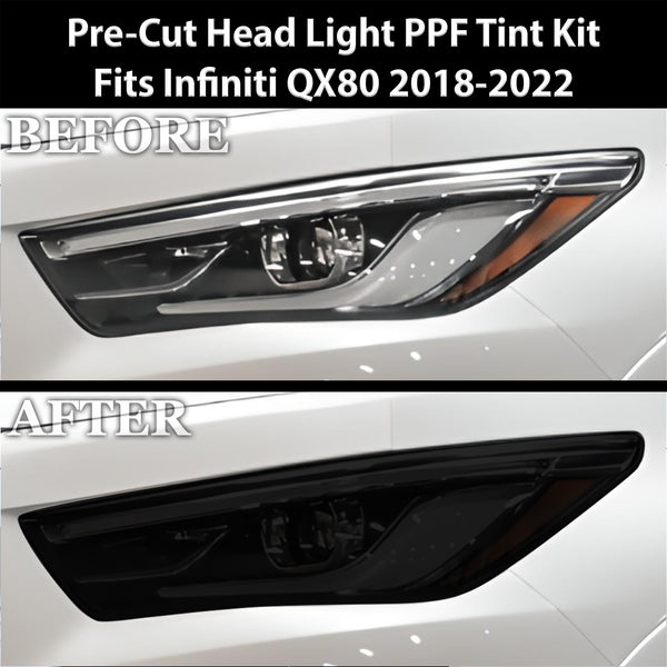 Full Headlight Taillight Precut Smoked PPF Tint Kit Film Overlay Fits Infiniti QX80 2018-2022