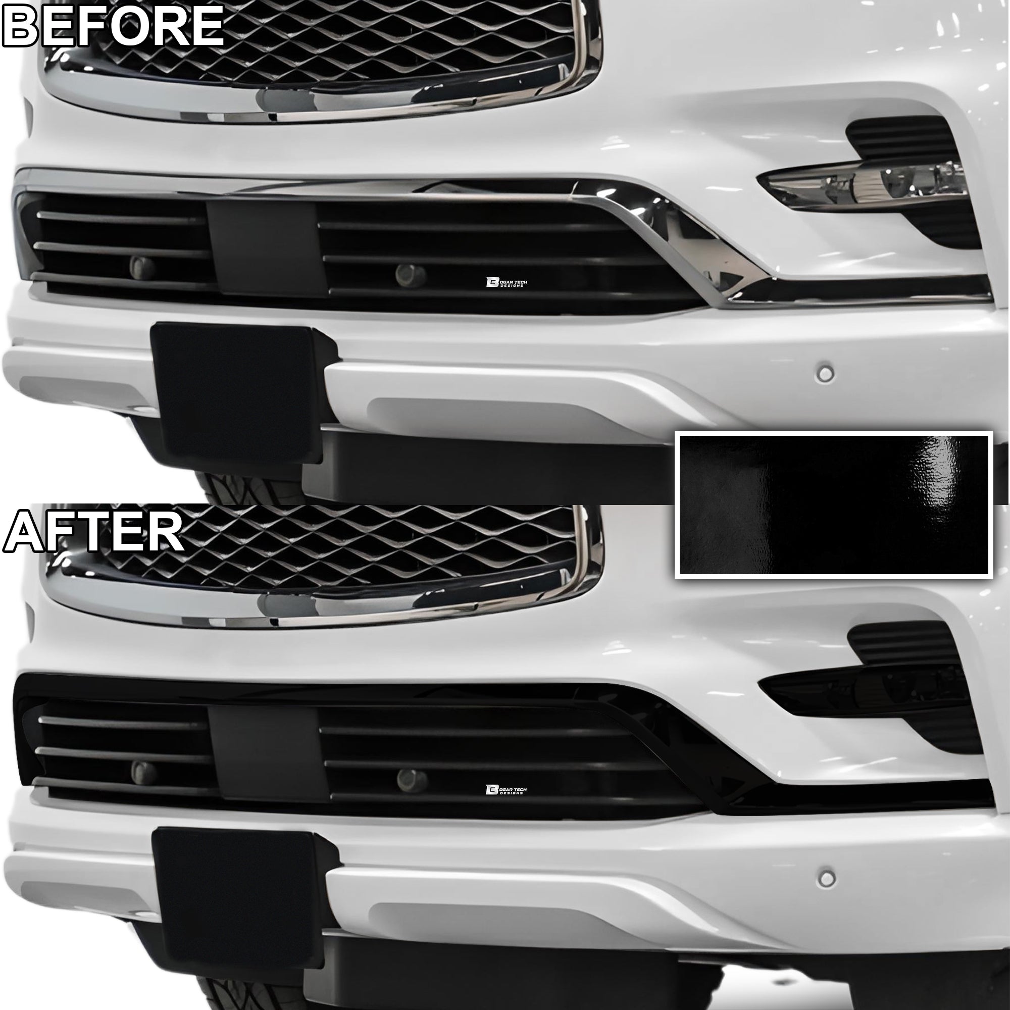 Vinyl Chrome Delete Blackout Decal Stickers Overlay Film Fits Infiniti QX80 - Bogar Tech Designs