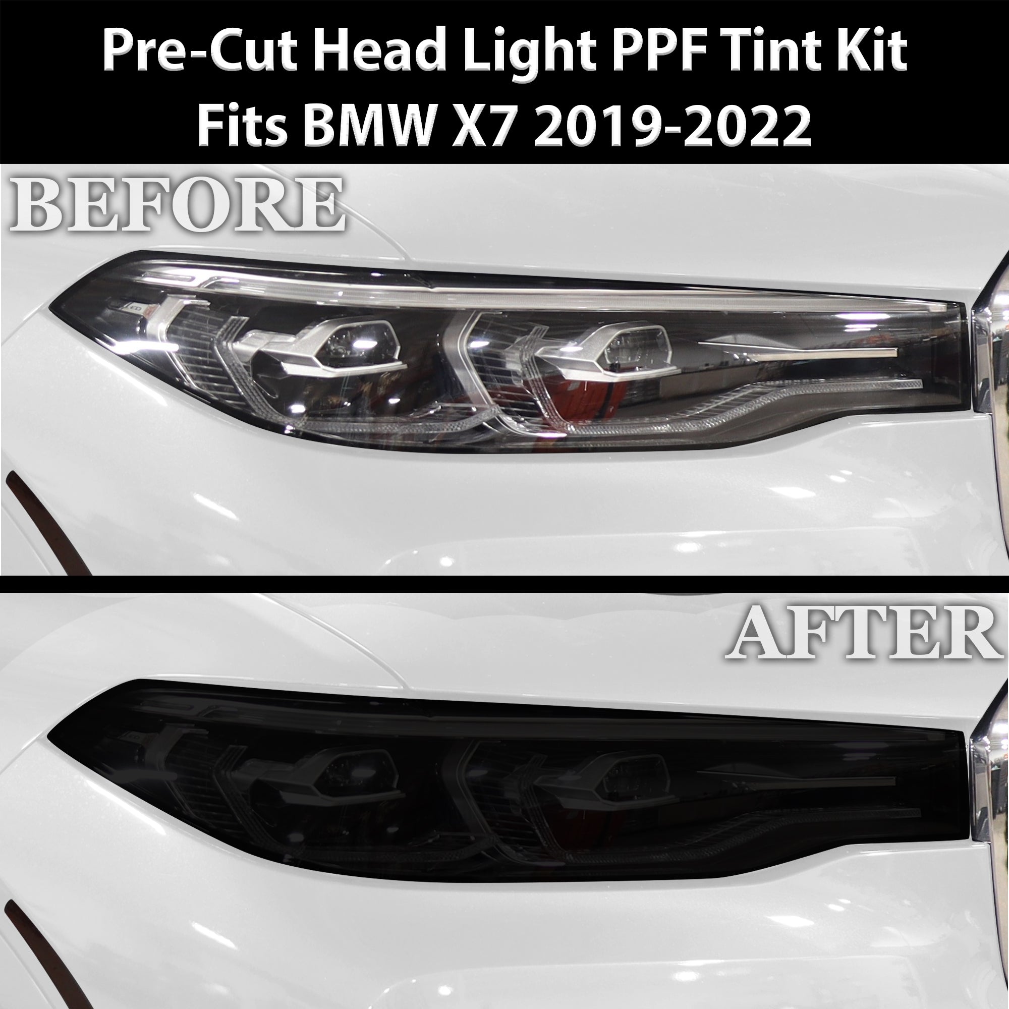 Full Headlight Taillight Precut Smoked PPF Tint Kit Film Overlay Fits BMW X7 2019 - 2022 - Bogar Tech Designs