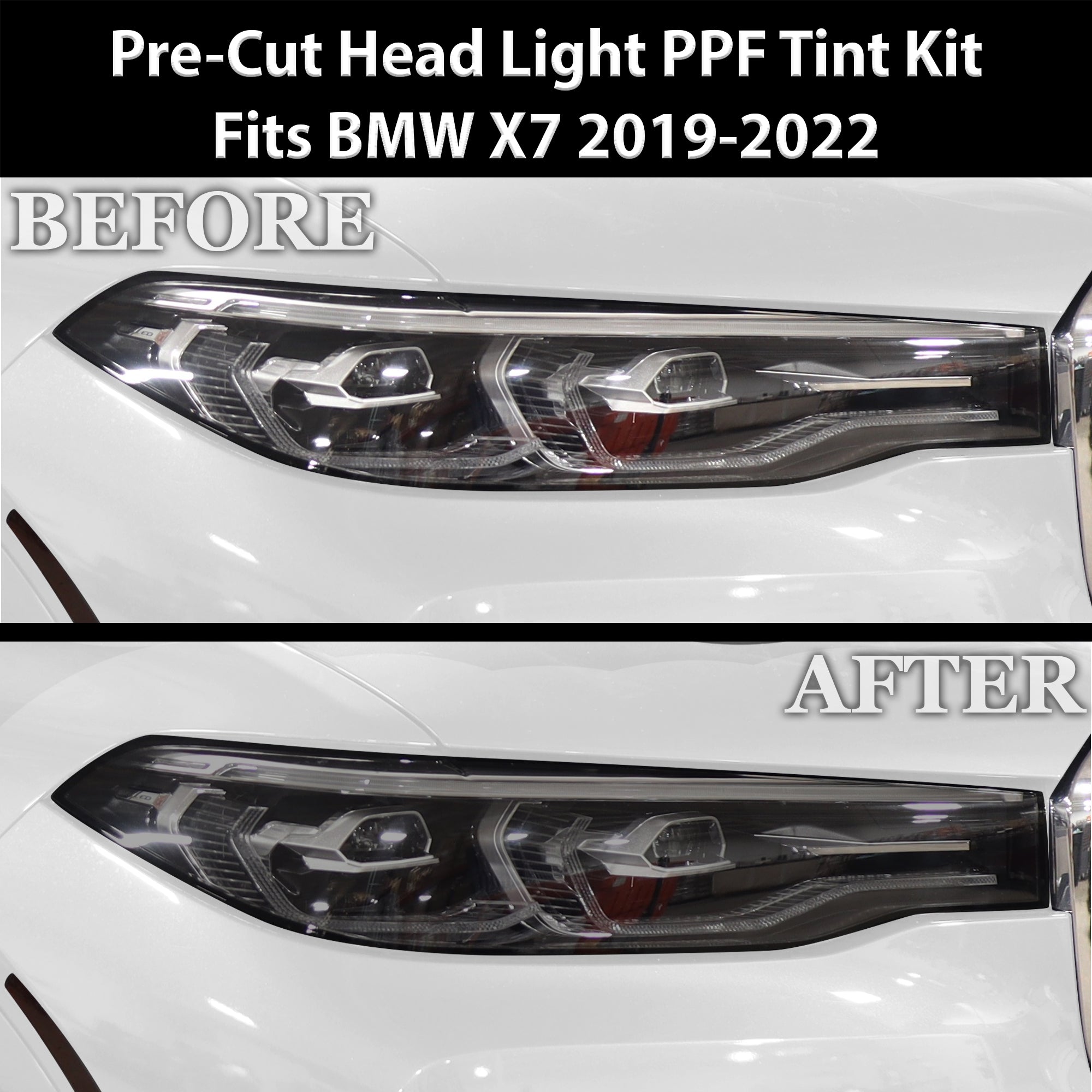 Full Headlight Taillight Precut Smoked PPF Tint Kit Film Overlay Fits BMW X7 2019 - 2022 - Bogar Tech Designs