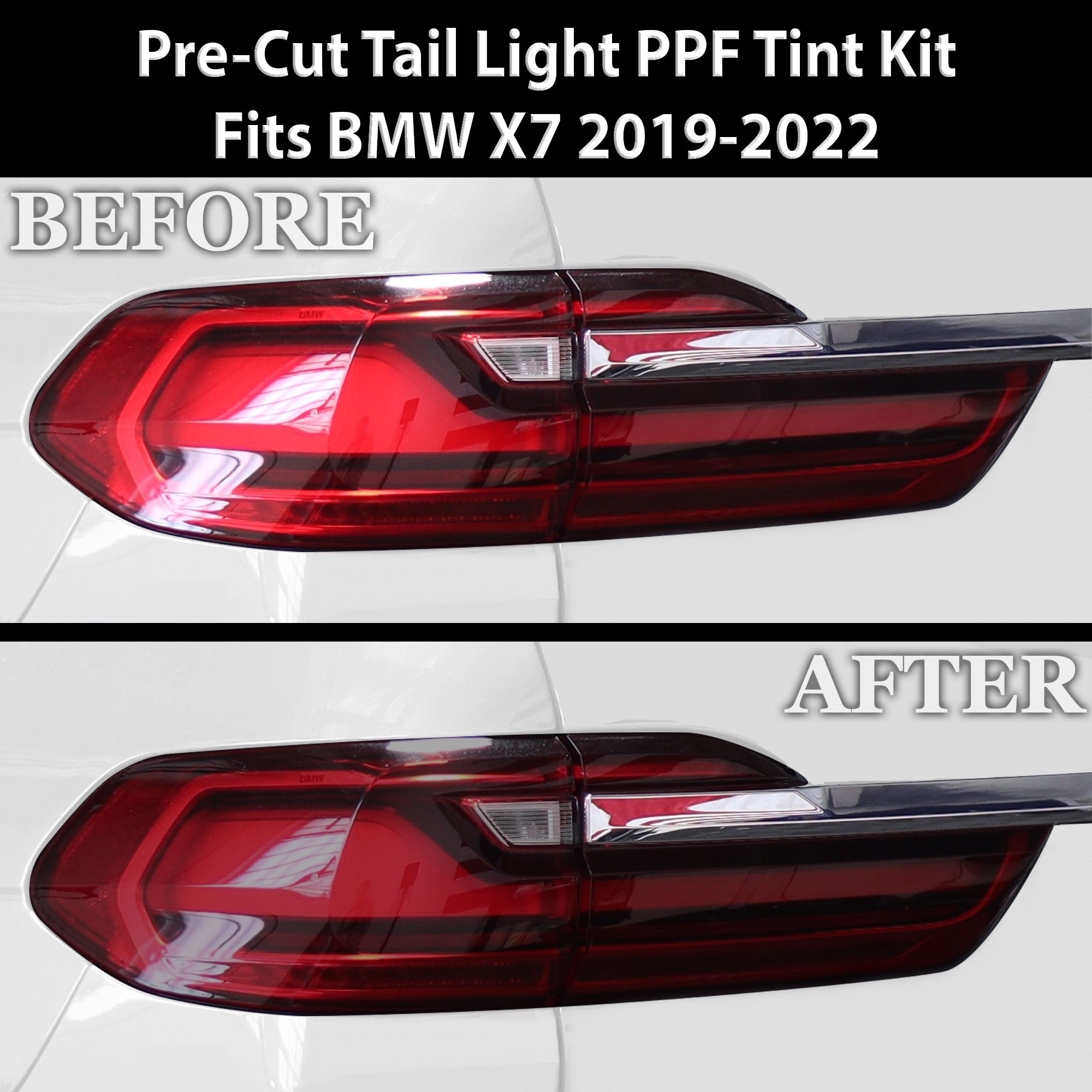 Full Headlight Taillight Precut Smoked PPF Tint Kit Film Overlay Fits BMW X7 2019 - 2022 - Bogar Tech Designs