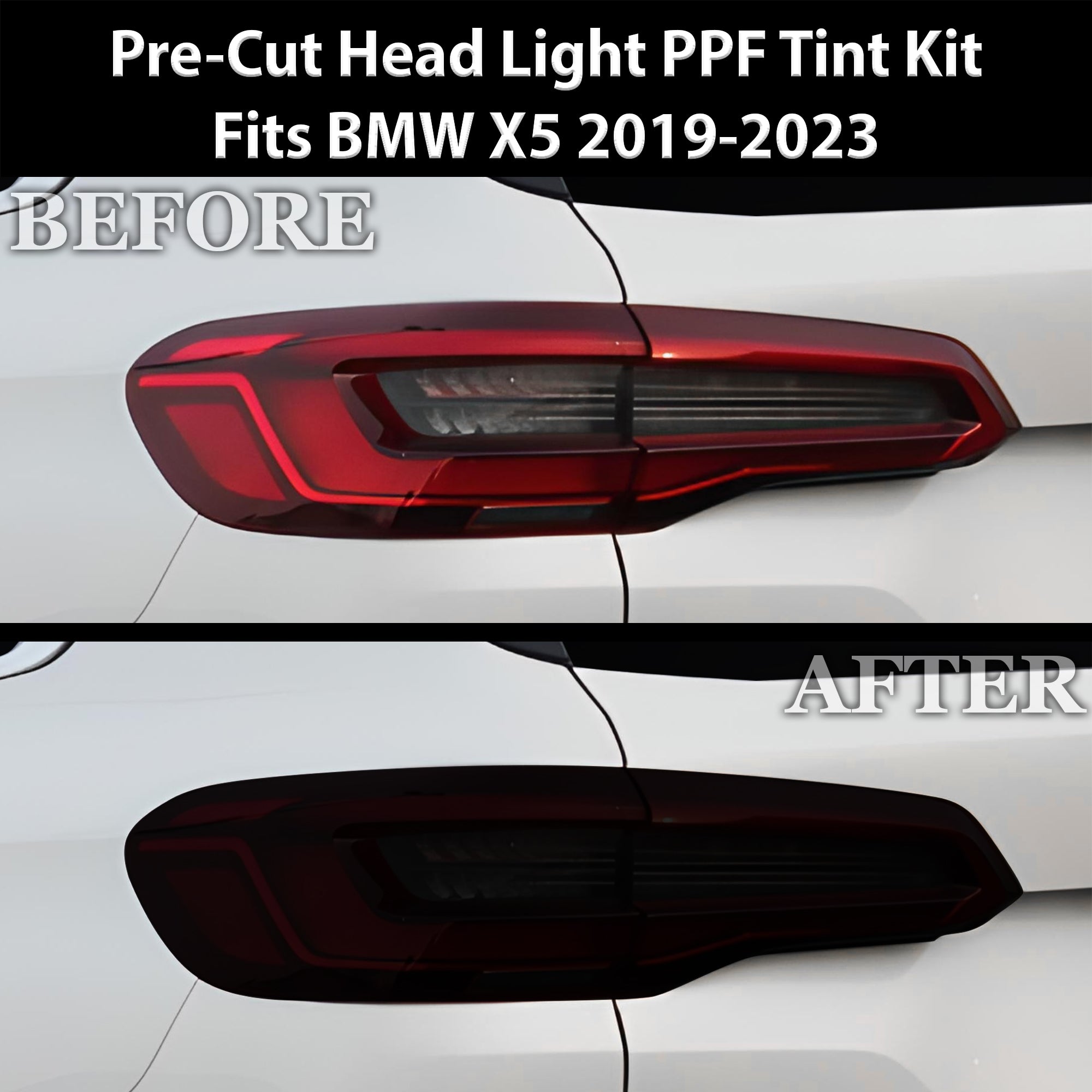 Full Headlight Taillight Precut Smoked PPF Tint Kit Film Overlay Fits BMW X5 2019 - 2023 - Bogar Tech Designs