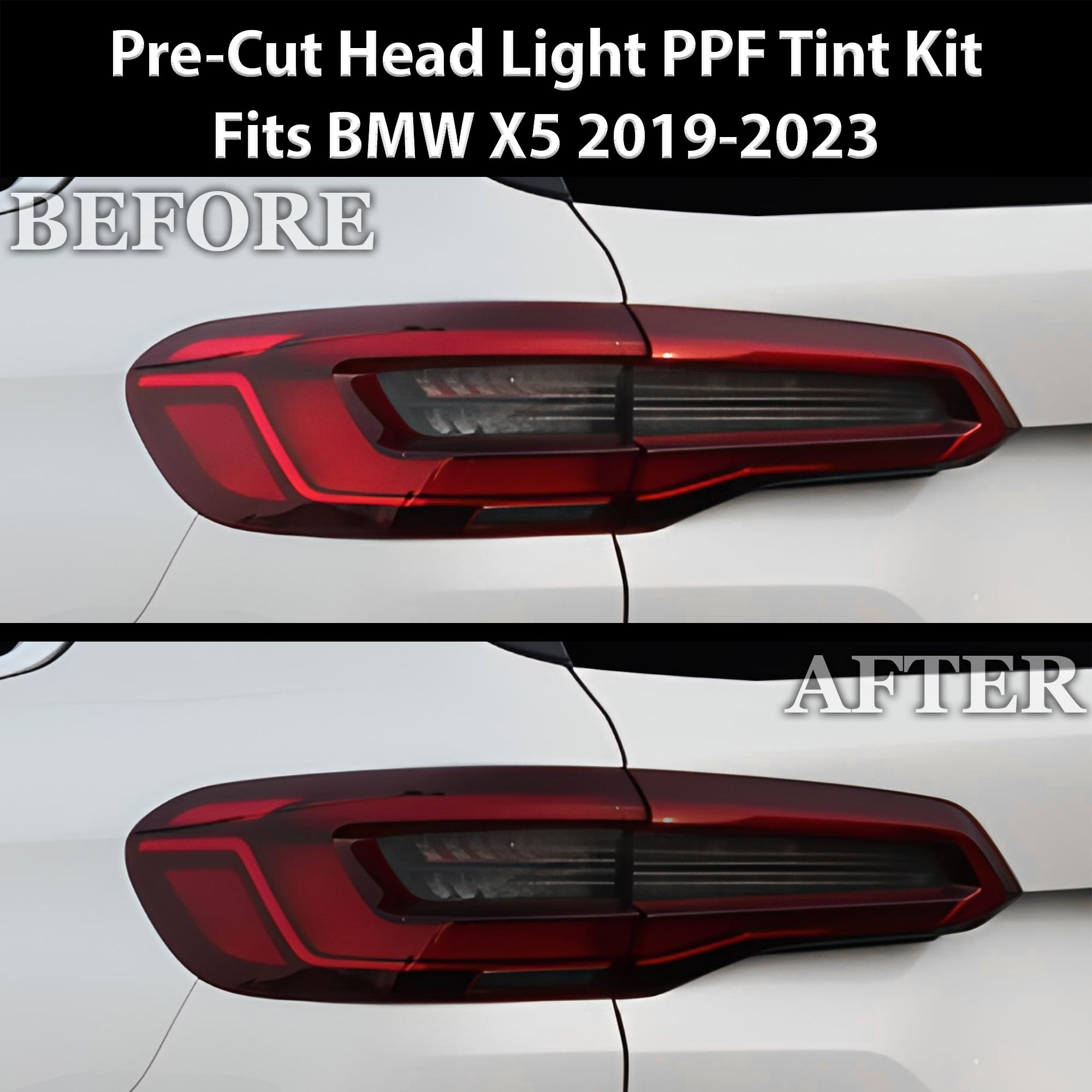 Full Headlight Taillight Precut Smoked PPF Tint Kit Film Overlay Fits BMW X5 2019 - 2023 - Bogar Tech Designs