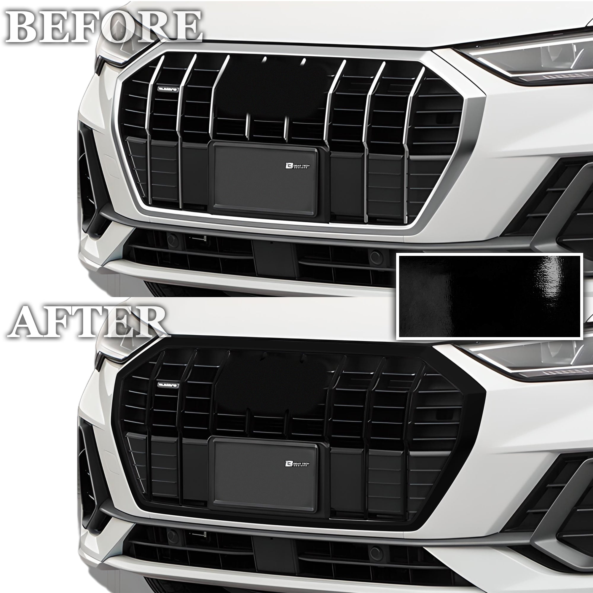 Vinyl Chrome Delete Blackout Decal Stickers Overlay Film Fits Audi Q3 2019 - 2025 - Bogar Tech Designs