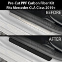 Fits Mercedes-Benz CLA Class 2019+ Precut Door Sill Premium Paint Protection Film PPF Decal Film Kit Cover, Gloss Black Carbon Fiber