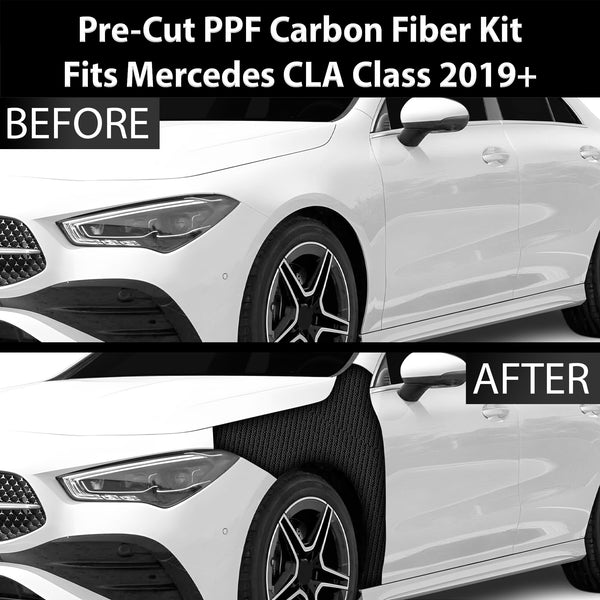 Fits Mercedes Benz CLA Class 2019+ Precut Premium Gloss Black Carbon Fiber Fender Paint Protection Film PPF Decal Film Kit Cover