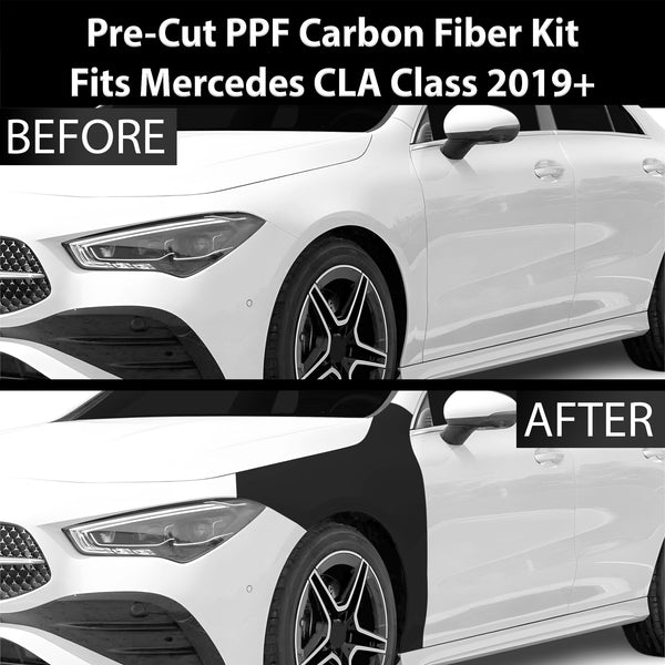 Fits Mercedes Benz CLA Class 2019+ Precut Premium Gloss Black Carbon Fiber Fender Paint Protection Film PPF Decal Film Kit Cover