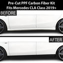 Fits Mercedes Benz CLA Class 2019+ Side Skirt Rocker Panel Vinyl Blackout Decal Stickers Overlay Film, Carbon Fiber & Gloss Black