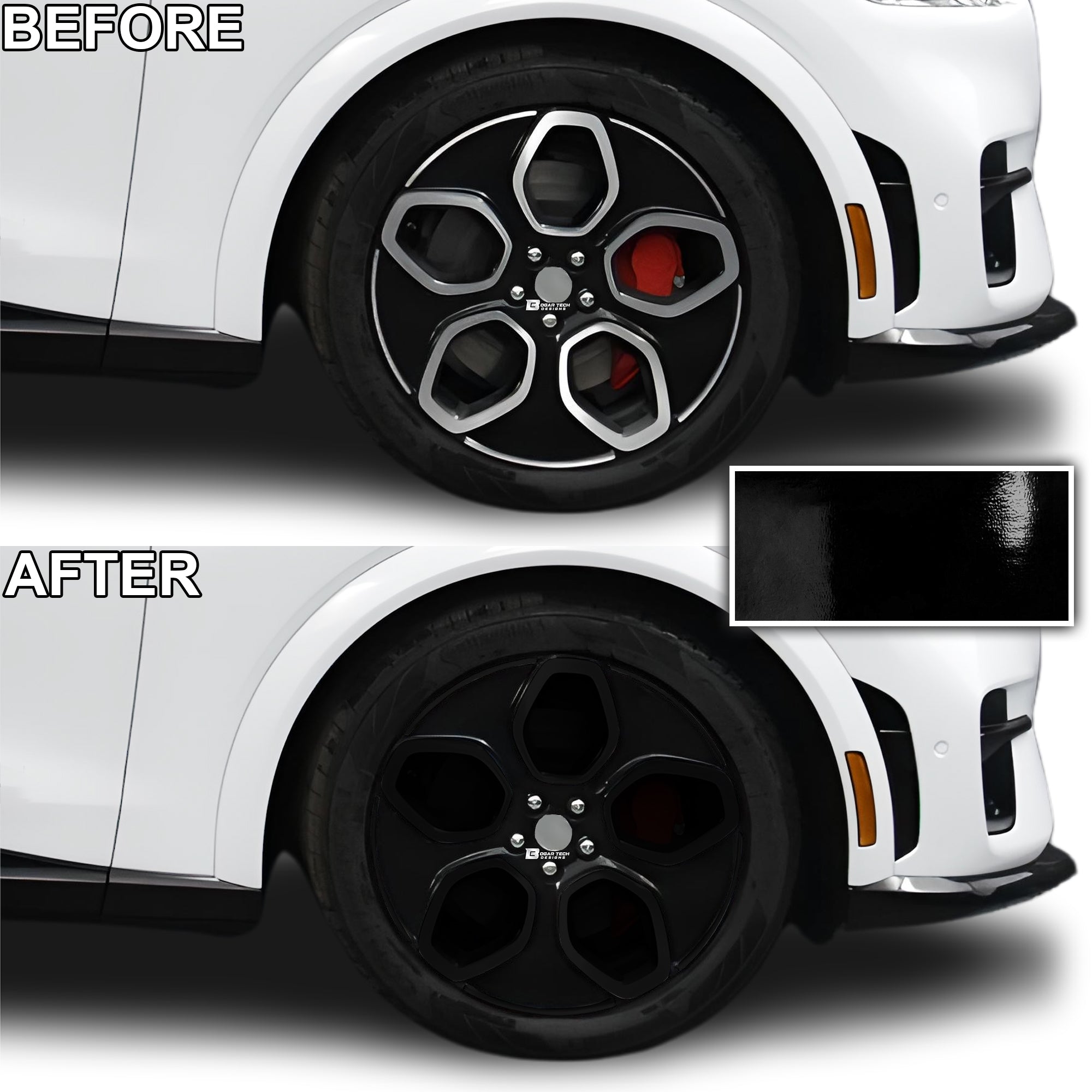Wheel Rim Vinyl Blackout Chrome Delete Trim Blackout Decal Sticker Film Fits Ford Mustang Mach - E 2021 - 2025 - Bogar Tech Designs