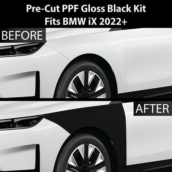 Fits BMW iX 2022+ Precut Premium Gloss Black Carbon Fiber Fender Paint Protection Film PPF Decal Film Kit Cover