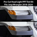 Full Headlight Taillight Precut Smoked PPF Tint Kit Film Overlay Fits Jeep Wrangler 4 Door 2018-2024