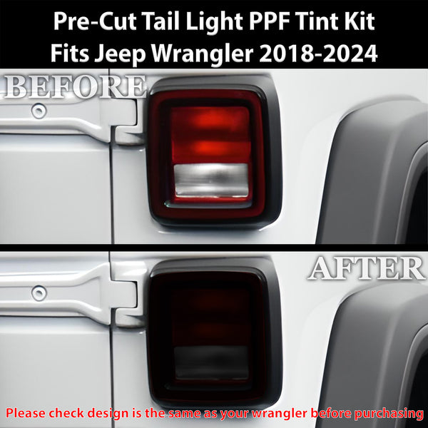 Full Headlight Taillight Precut Smoked PPF Tint Kit Film Overlay Fits Jeep Wrangler 4 Door 2018-2024