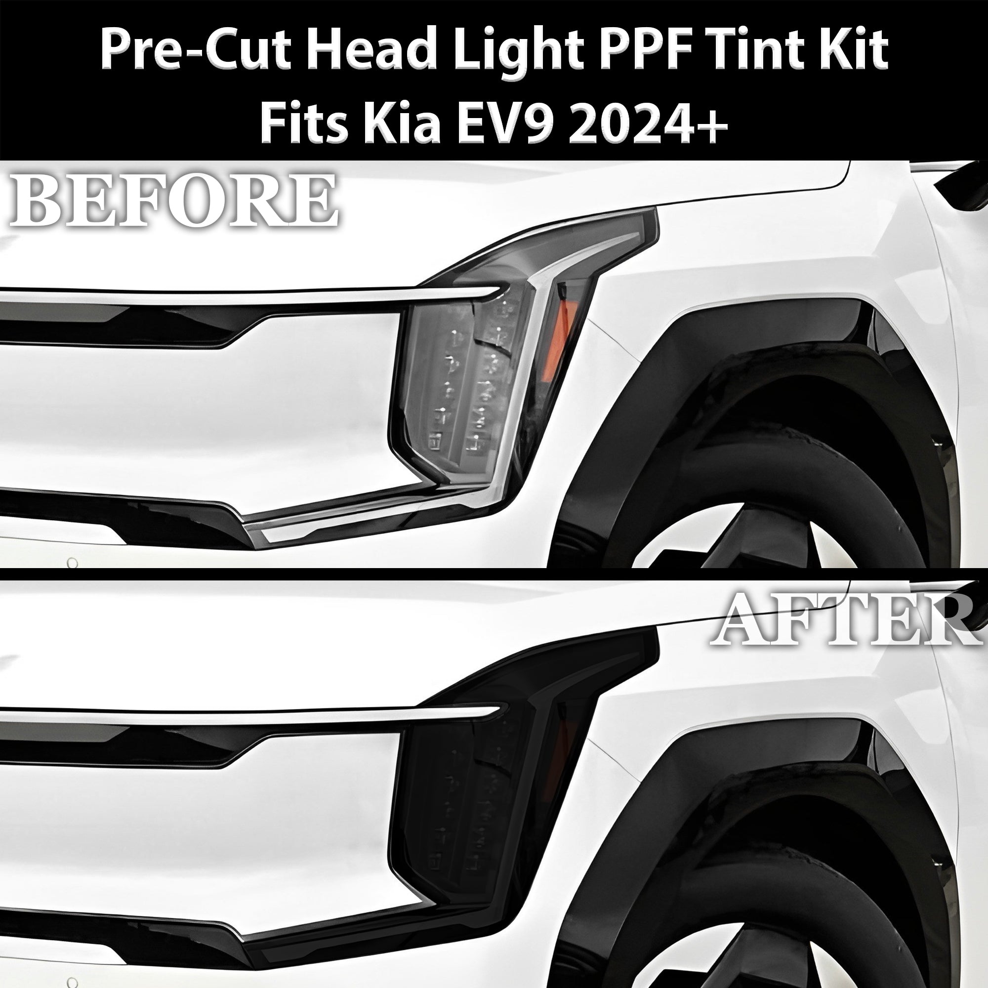 Fits Kia Ev9 2024 - 2025 Full Headlight Taillight Precut Smoked PPF Tint Kit Film Overlay - Bogar Tech Designs