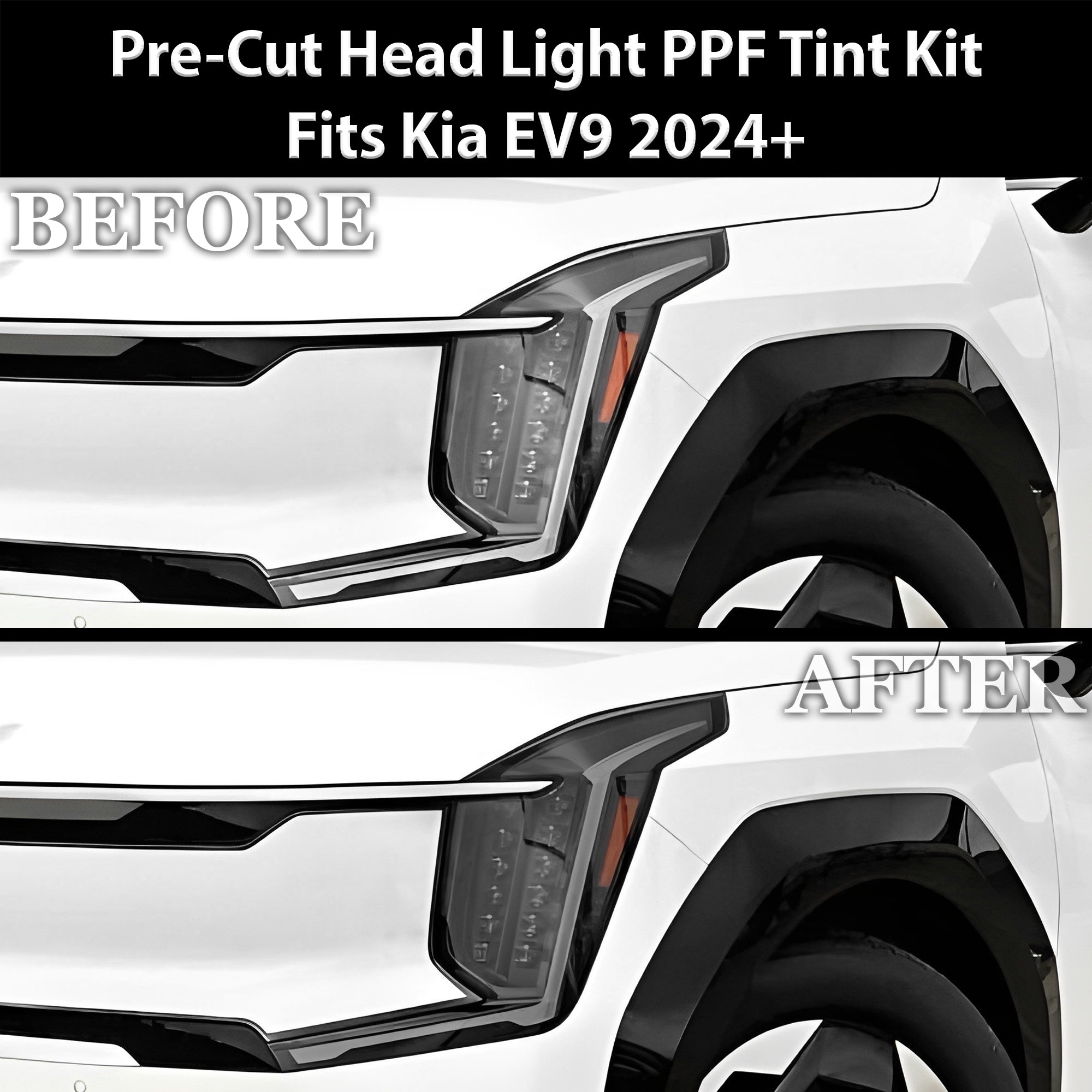 Fits Kia Ev9 2024 - 2025 Full Headlight Taillight Precut Smoked PPF Tint Kit Film Overlay - Bogar Tech Designs