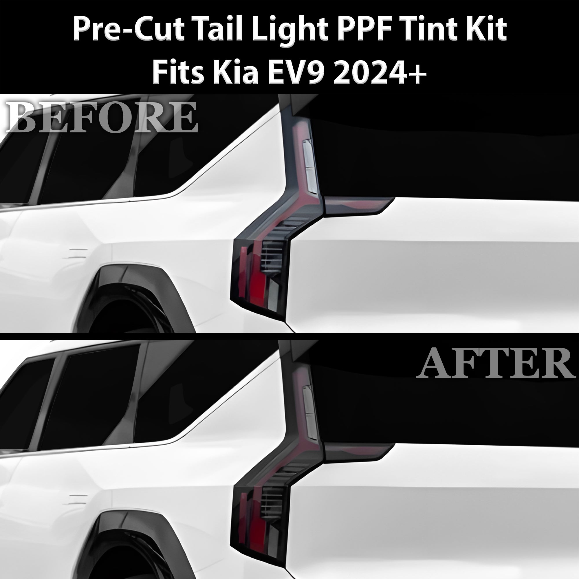 Fits Kia Ev9 2024 - 2025 Full Headlight Taillight Precut Smoked PPF Tint Kit Film Overlay - Bogar Tech Designs