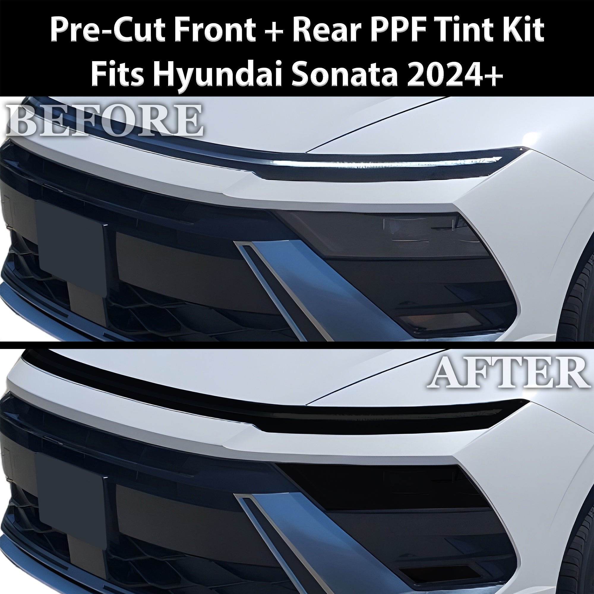 Fits Hyundai Sonata 2024 - 2025 Full Headlight Taillight Precut Smoked PPF Tint Kit Film Overlay - Bogar Tech Designs