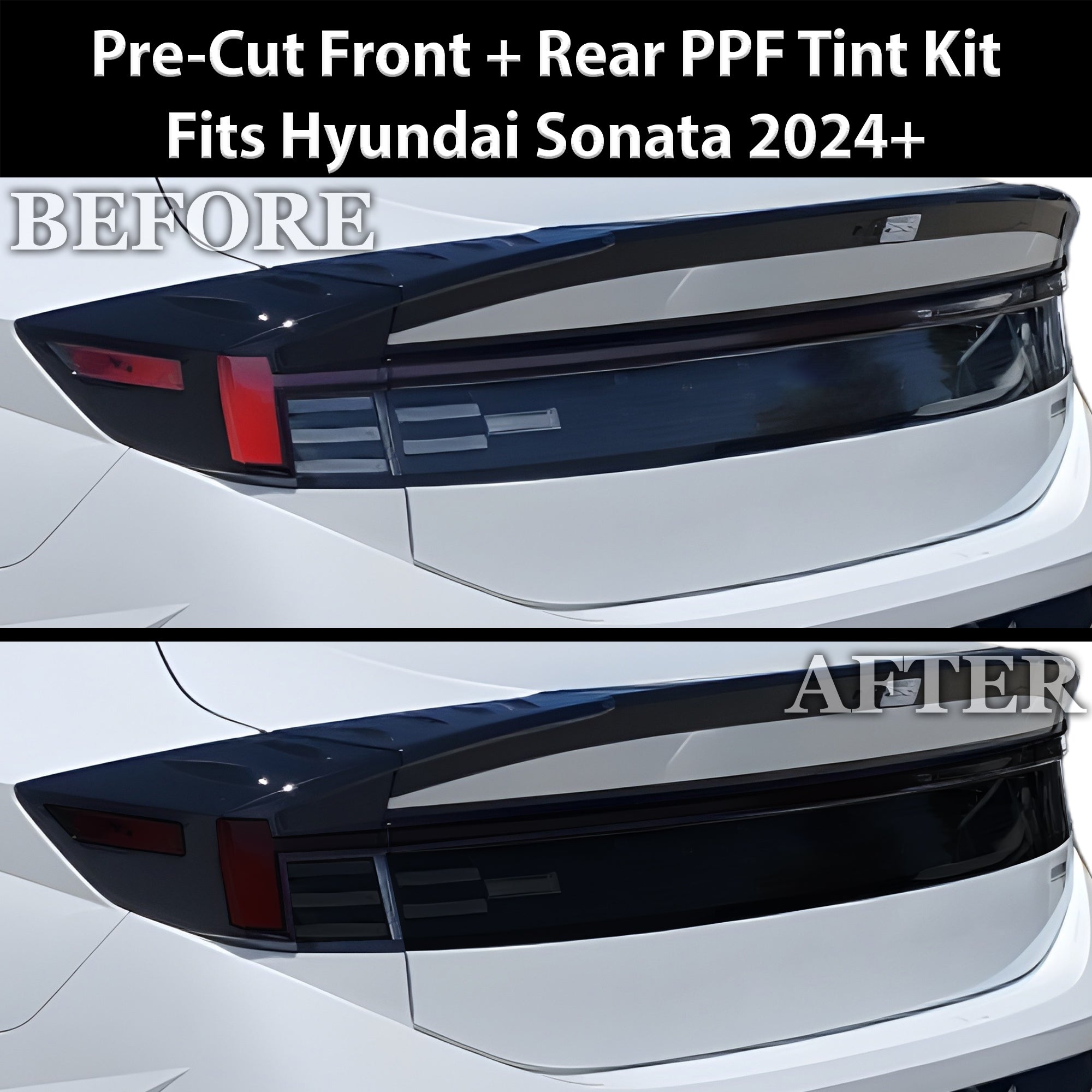 Fits Hyundai Sonata 2024 - 2025 Full Headlight Taillight Precut Smoked PPF Tint Kit Film Overlay - Bogar Tech Designs