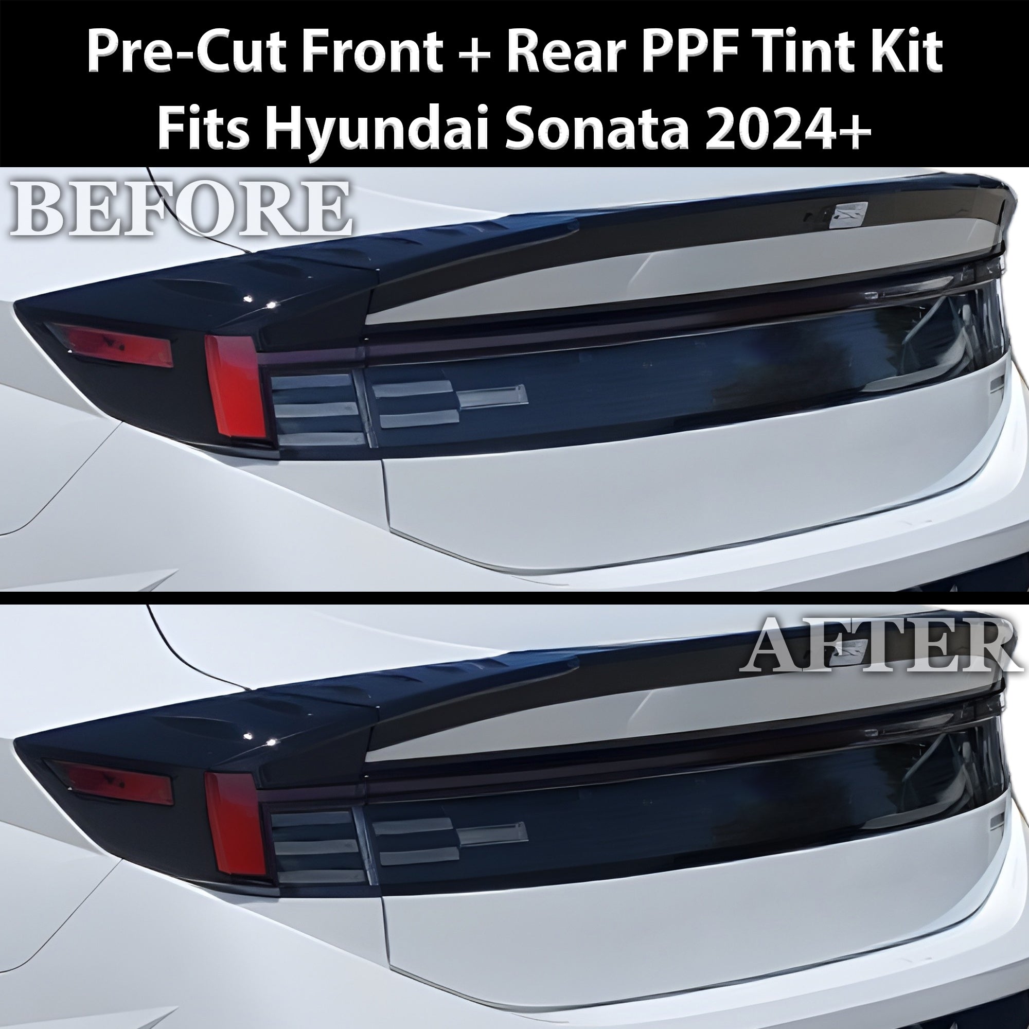 Fits Hyundai Sonata 2024 - 2025 Full Headlight Taillight Precut Smoked PPF Tint Kit Film Overlay - Bogar Tech Designs