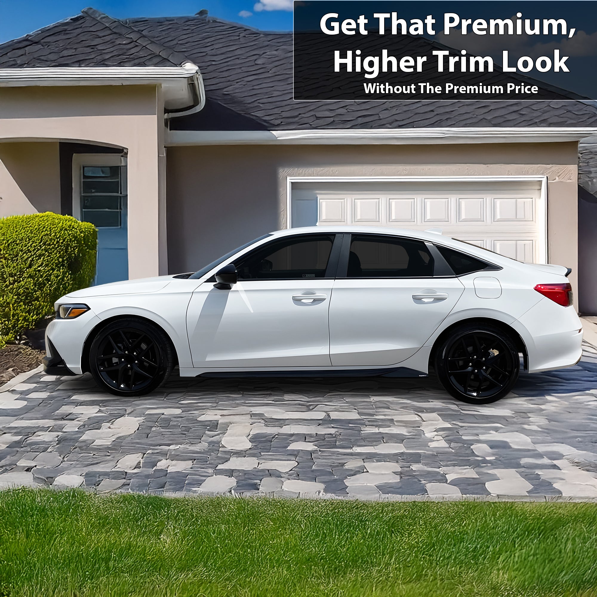 Vinyl Chrome Delete Side Window Trim Blackout Decal Stickers Overlay Film Fits Honda Civic Sedan 2022 - 2025 - Bogar Tech Designs