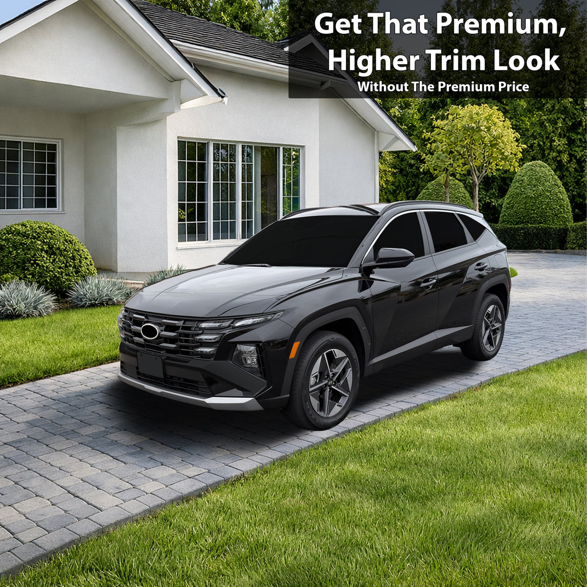 Hyundai Tucson 2022-2026 Window Trim Blackout Chrome Delete Kit – Precut Gloss Black Vinyl Overlays