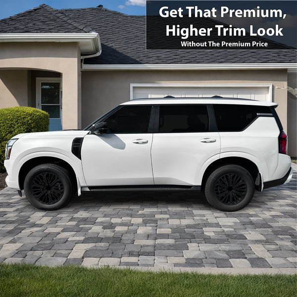 Nissan Armada 2025-2026 Blackout Chrome Delete Kit – Precut Gloss Black Vinyl Overlays Film
