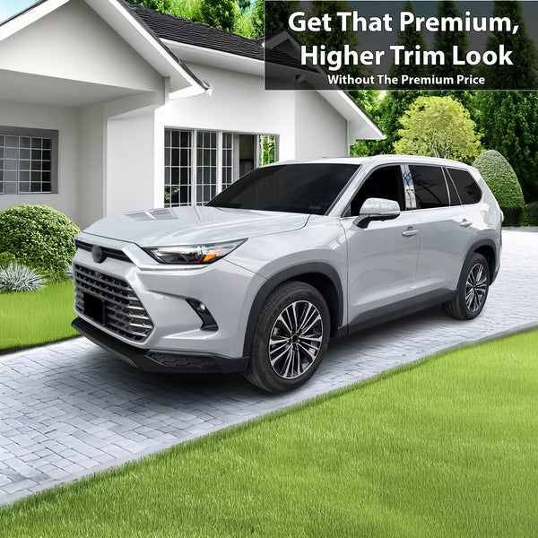 Vinyl Chrome Delete Grille Side Window Blackout Decal Stickers Overlay Film Fits Toyota Grand Highlander 2024 2025