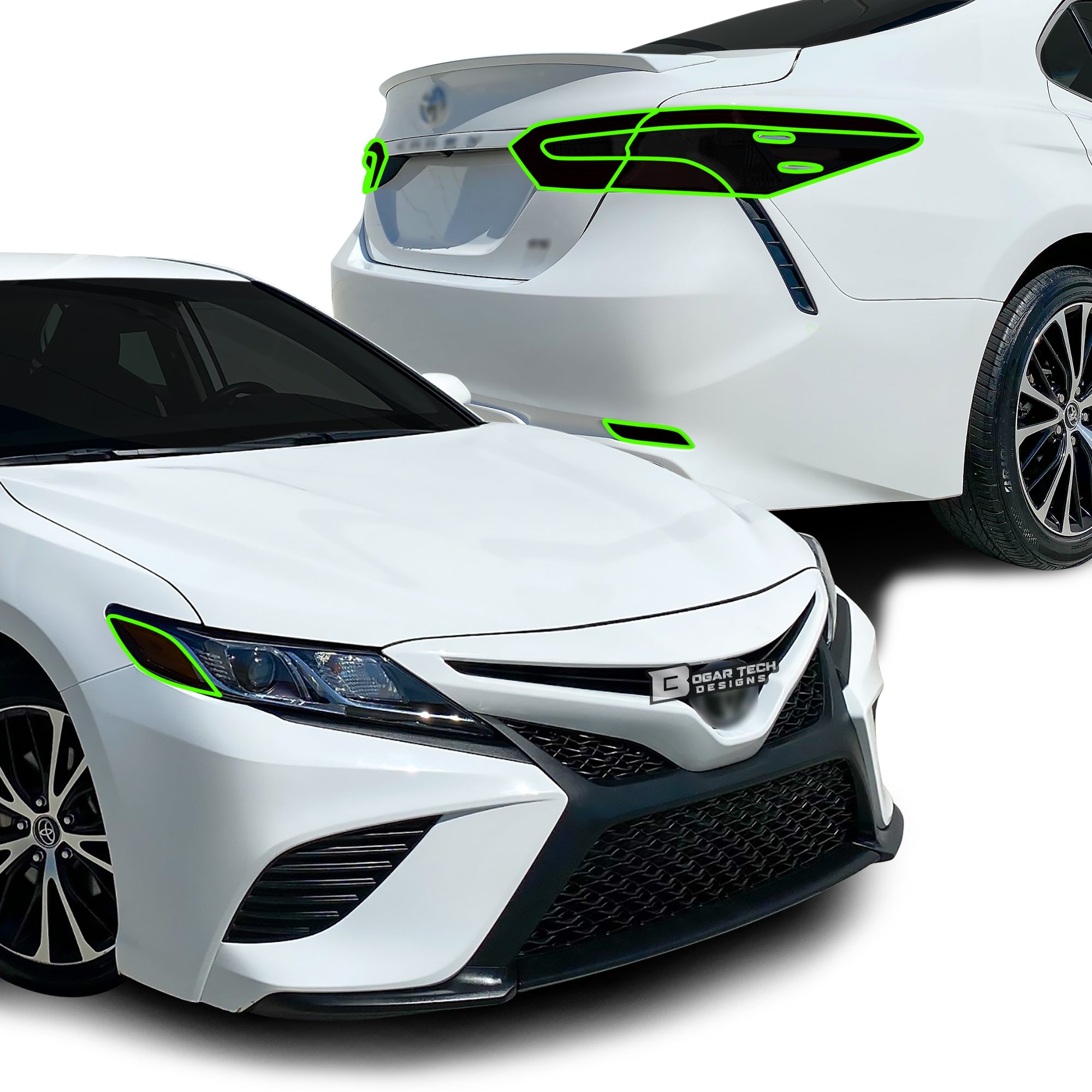 Complete Full Headlight Taillight Precut Overlay Tint Kit with Tools Fits Toyota Camry 2018 - 2024 - Bogar Tech Designs