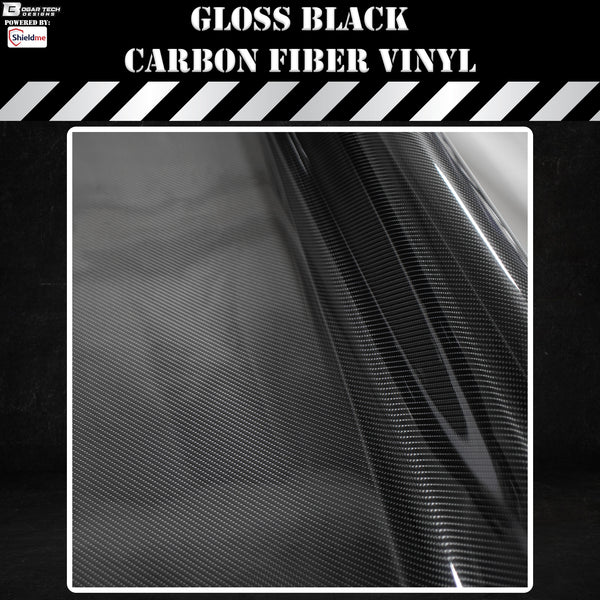 ShieldMe PREMIUM Gloss Black Carbon Fiber Vinyl Automotive Car Wrap Roll Film Sheet With Bubble Free Air Release