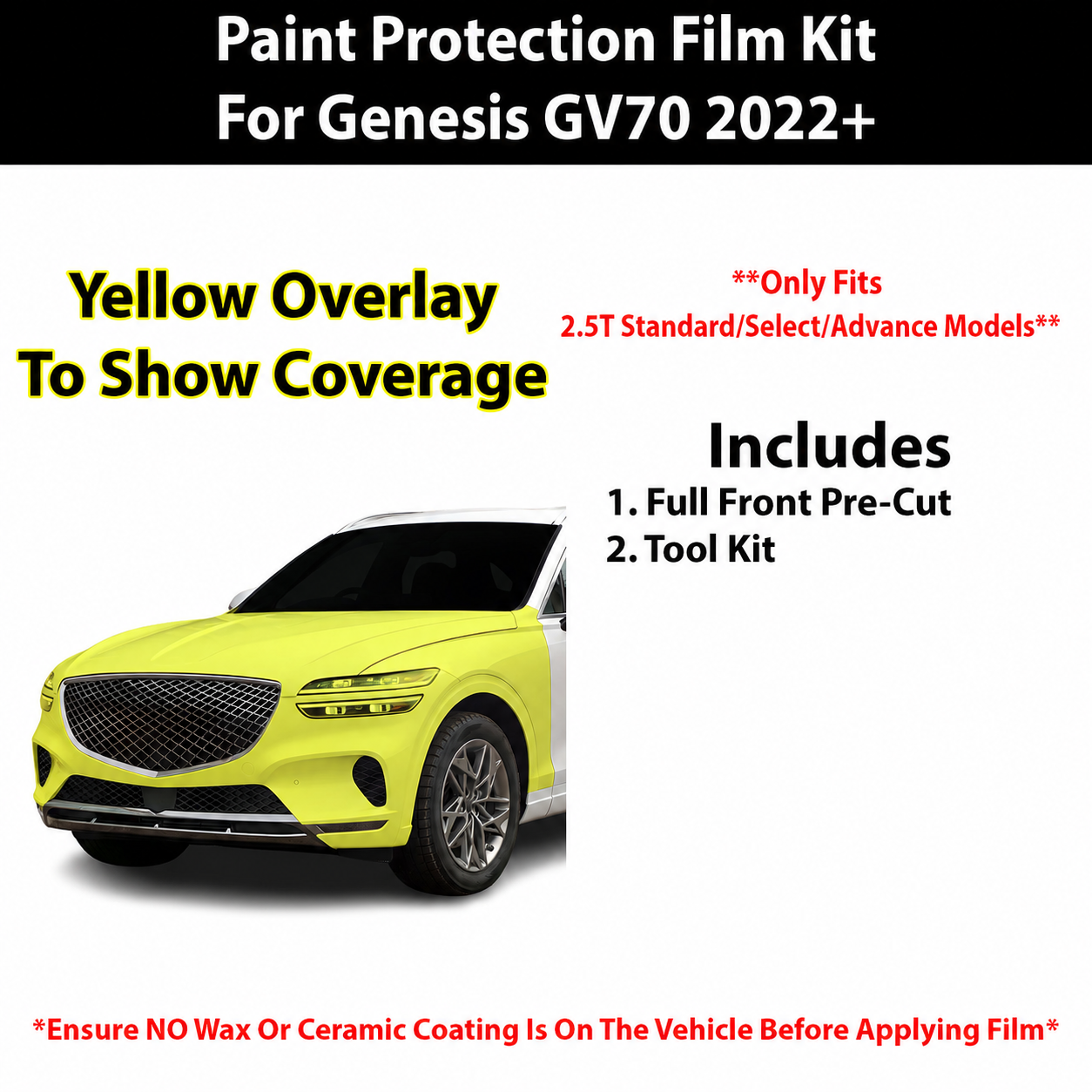 Genesis GV70 2022+ Paint Protection Film Kit – Precut Clear PPF (Stone Chip Protection)