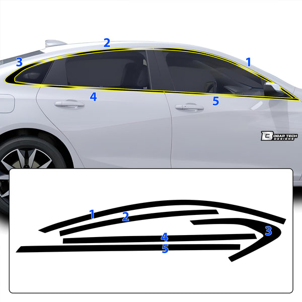 Vinyl Chrome Delete Side Window Front Bumper Wheel Rim Trim Blackout Decal Stickers Overlay Film Fits Chevy Malibu 2019-2023