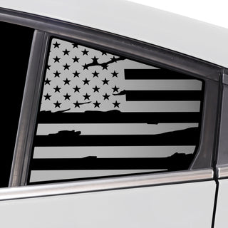 Buy distressed-black Quarter Window American Flag Vinyl Decal Stickers Fits Chevrolet Cruze 2016-2019