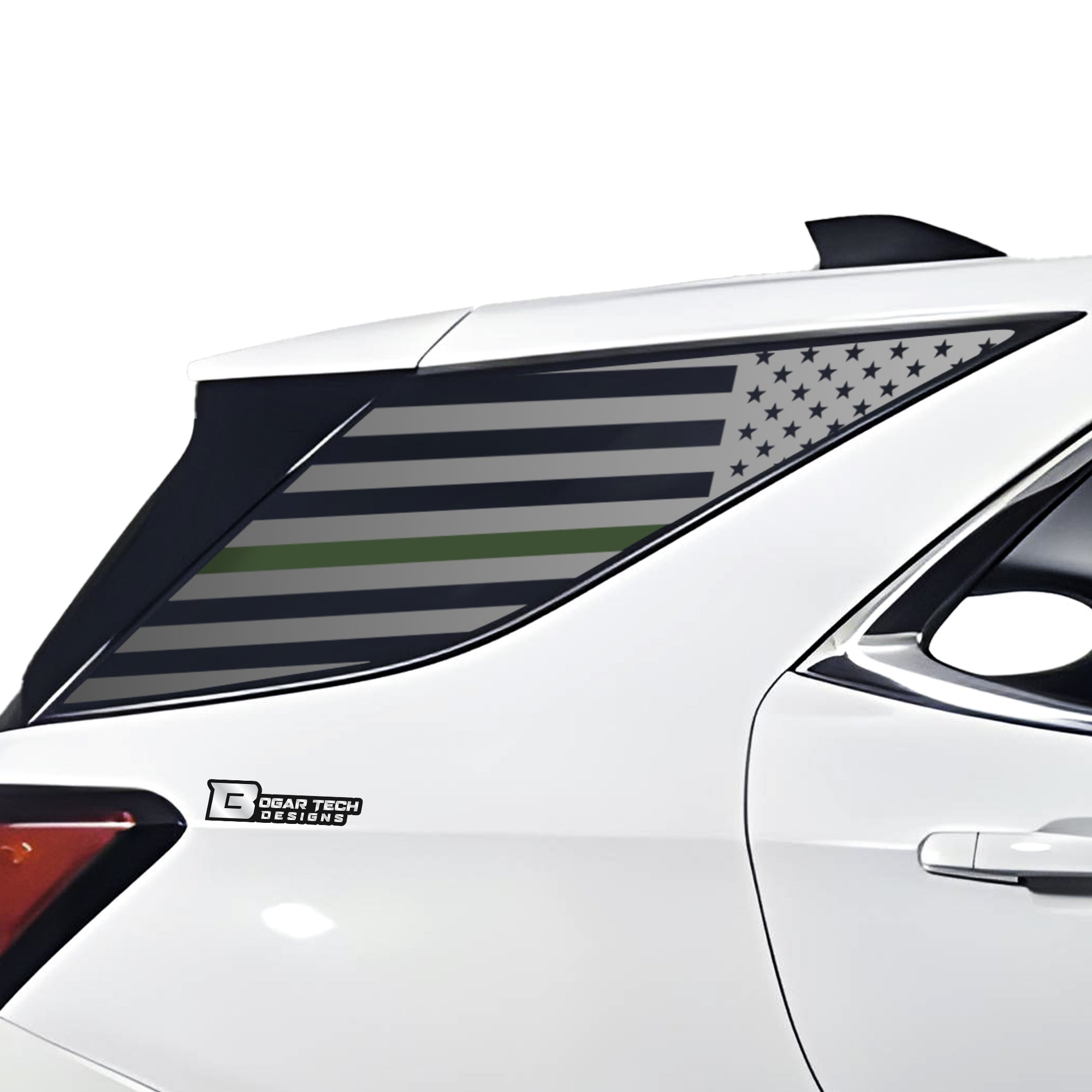 American Flag Rear Quarter Window Vinyl Decal Stickers Fits Chevy Equinox 2018 - 2024 - Bogar Tech Designs