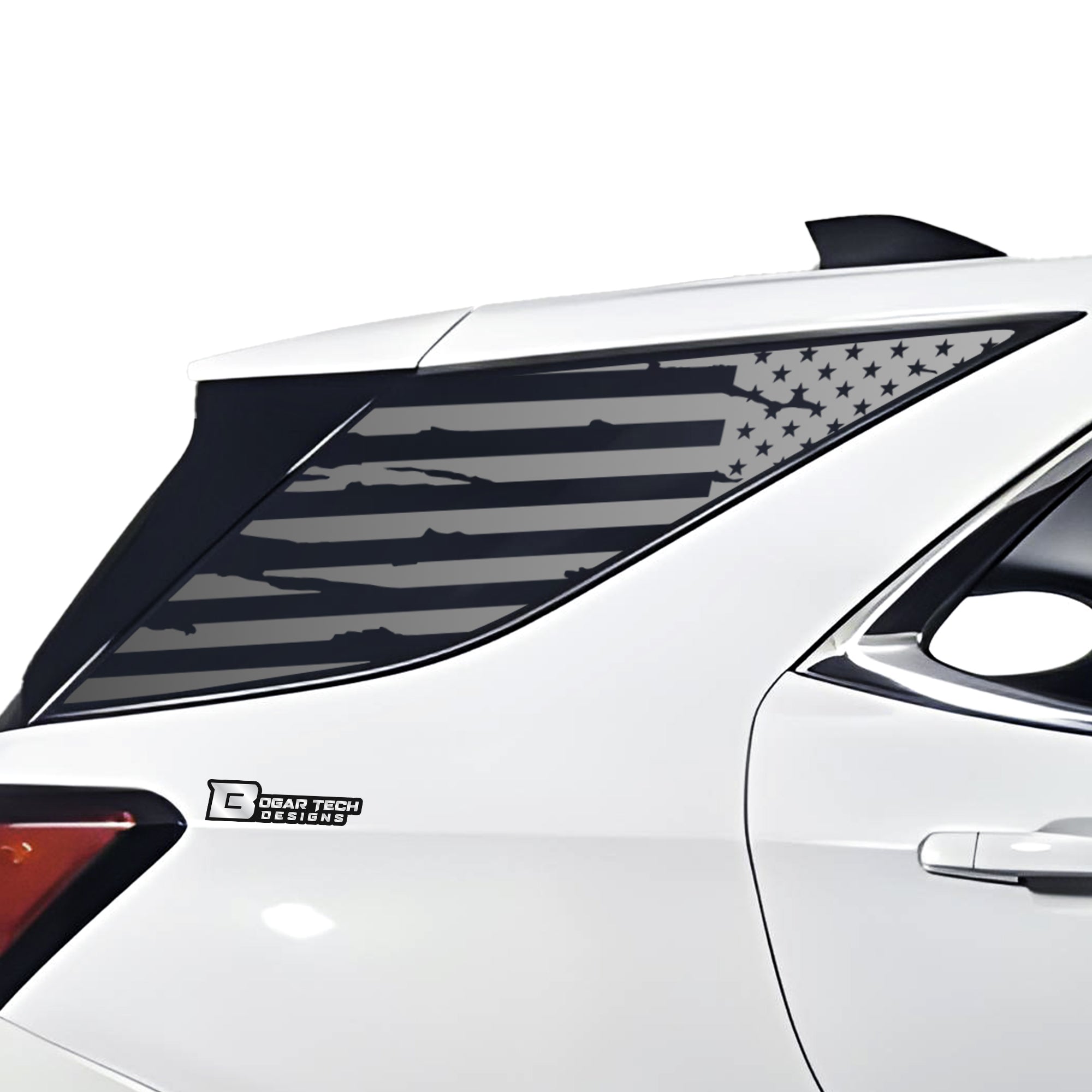 American Flag Rear Quarter Window Vinyl Decal Stickers Fits Chevy Equinox 2018 - 2024 - Bogar Tech Designs