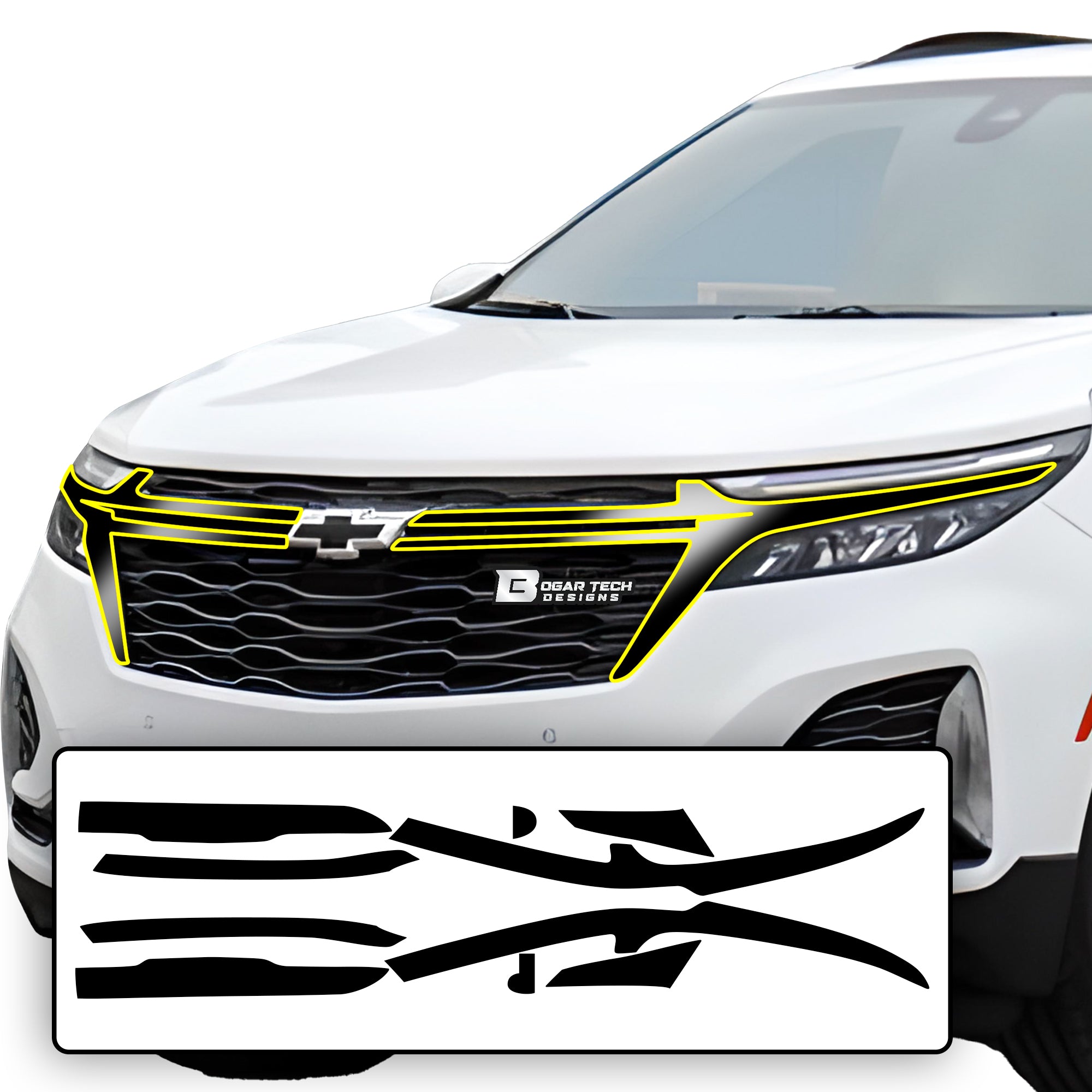 Vinyl Chrome Delete Sides Front Rear Bumper Trim Blackout Decal Stickers Overlay Film Fits Chevy Equinox 2018 - 2024 - Bogar Tech Designs